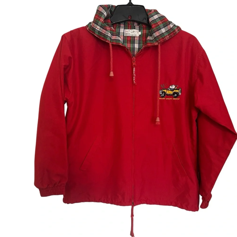 Snoopy Vintage Rare Utility Vehicle Jacket Red Kids Windbreaker‎ Peanuts 80s 90s